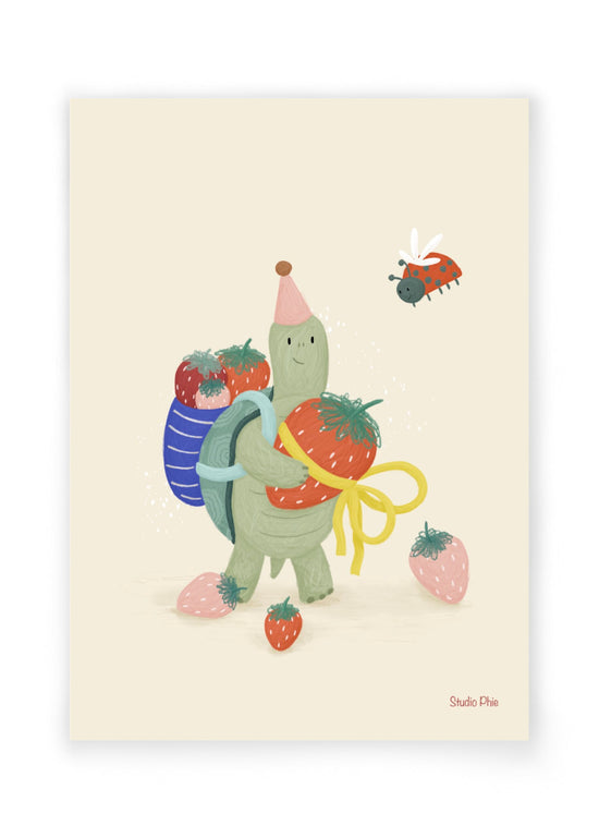 Postcard  -  Strawberry Turtle