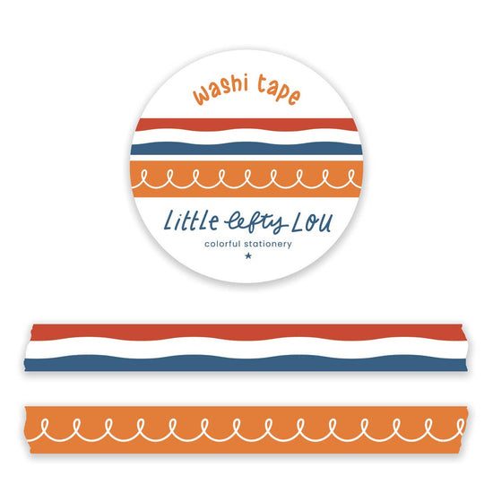 Washi Tape Set - 2 Slim Flag And Orange Doodle