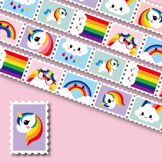 Stamp Washi Tape - Unicorns & Rainbows