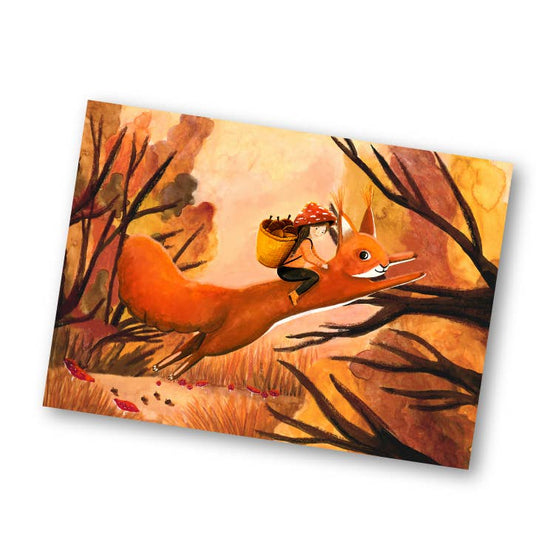 Postcard - Squirrel Ride