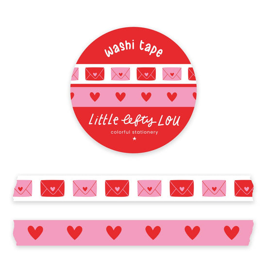 Washi Tape Set - 2 Slim Envelops and Hearts