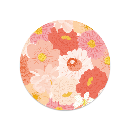 Ronde sticker - Roze Bloemen