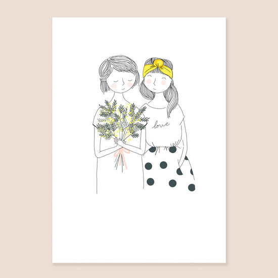 Art Print A5 - Mimosa sisters Yellow