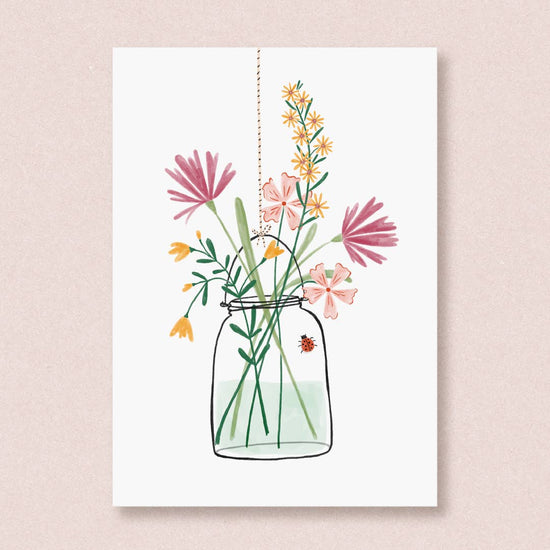 Postcard - Glass Jar with Flowers