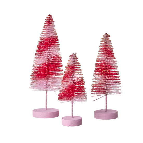 RICE - Kerstbomen set van 3 - Roze