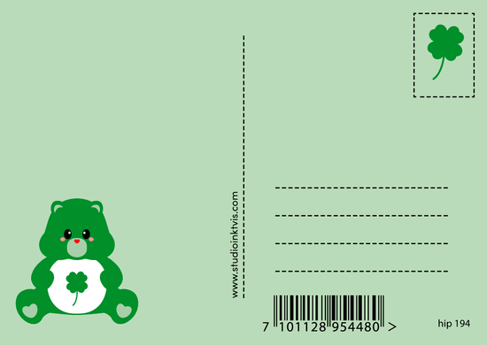 Postkaart - Troetelbeer Good Luck