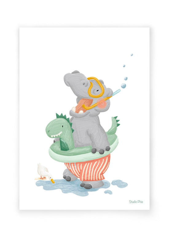 Postcard  - Summer Hippo