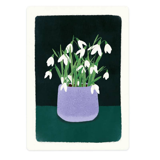 Postcard - Snowdrops in a Pot