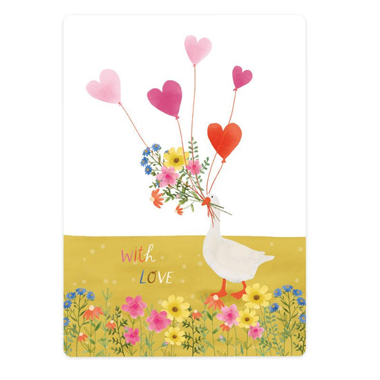 Postcard - Goose with Flowers