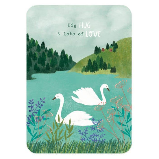 Postcard - Big hug & lots of love Swans
