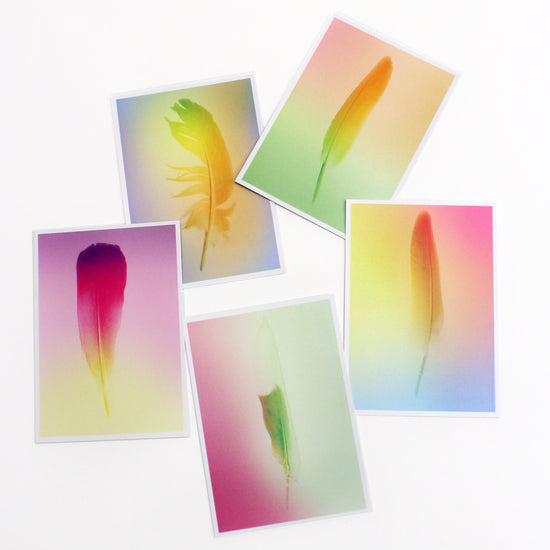 Kaartenset - Gradient Feather postkaarten 5 stuks