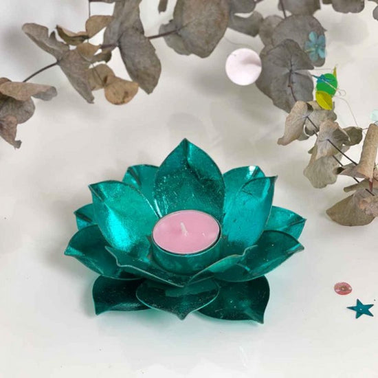 Kandelaar - Lotus Turquoise
