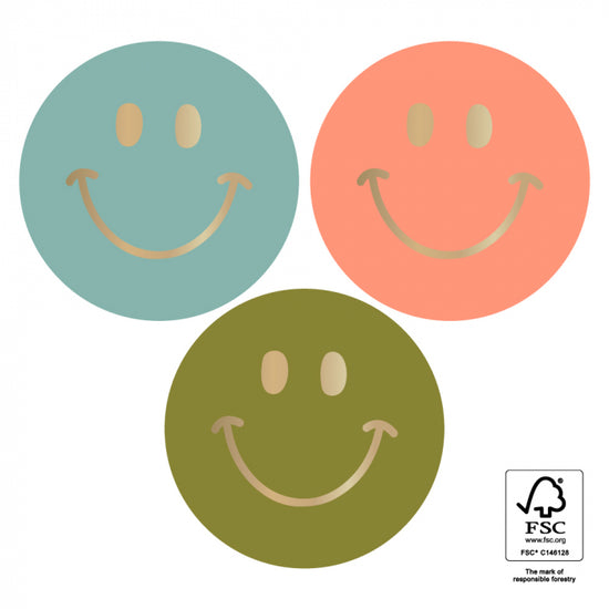 Stickers - Smileys Gold Happy - 6 stuks