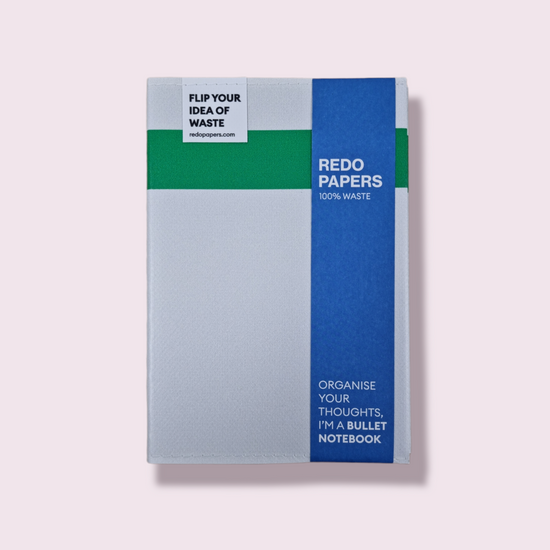 Bullet Notebook met Unieke Cover - Wit + Groene Streep