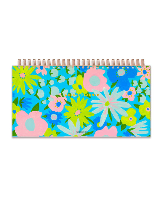 Undated Desk Planner - Weekly - Blue Floral